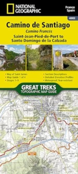 Camino de Santiago -Camino Frances 1 of 4 Map - Saint-Jean-Pied-de-Port to