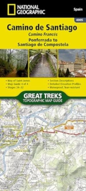Camino de Santiago - Camino Frances Map 4 of 4 - Ponferrada to Santiago de
