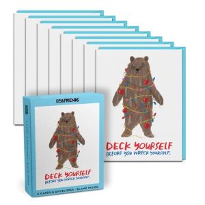 Em & Friends Deck Yourself Boxed Greeting Cards, Box of 8 Single Holiday Ca