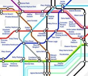 City of Women London Tube Wall Map (A2, 16.5 x 23.4 Inches)
