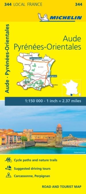 Aude, Pyrenees-Orientales - Michelin Local Map 344 - Map