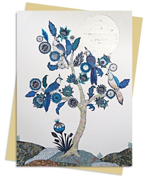 Alexandra Milton: Silver Tree of life with Four White-throated Magpies Gree